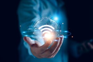 wifi symbol in person's hand